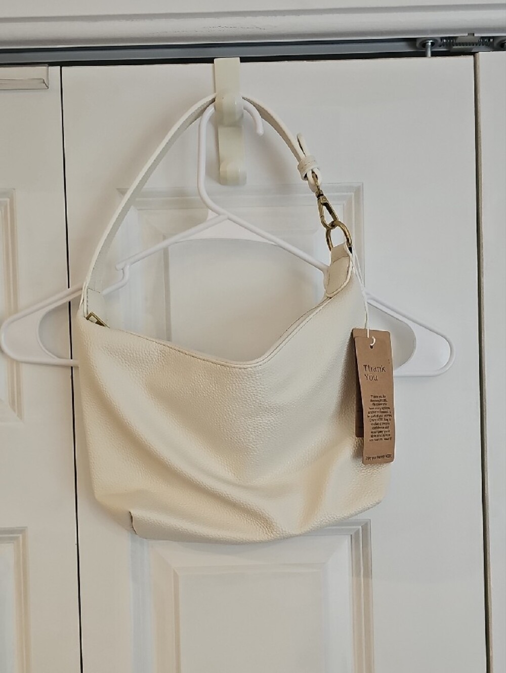 Cream Shoulder Hobo Bag - Minimalist Everyday Tote - Picture 2 of 7